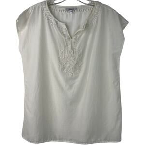 Cazzual Women's Lila Sheer Top White Embroidered Silk Minimalist Size 3 (Large)